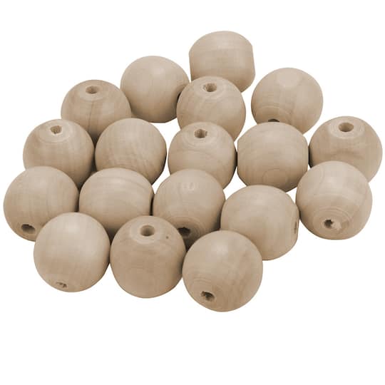 6 Packs: 18 ct. (108 total) 1&#x22; Wood Round Beads by Make Market&#xAE;